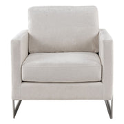 Prince - Contemporary Off White Fabric + Silver Accent Chair