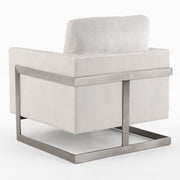 Prince - Contemporary Off White Fabric + Silver Accent Chair — view 4