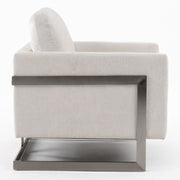 Prince - Contemporary Off White Fabric + Silver Accent Chair — view 3