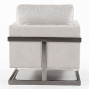 Prince - Contemporary Off White Fabric + Silver Accent Chair — view 5