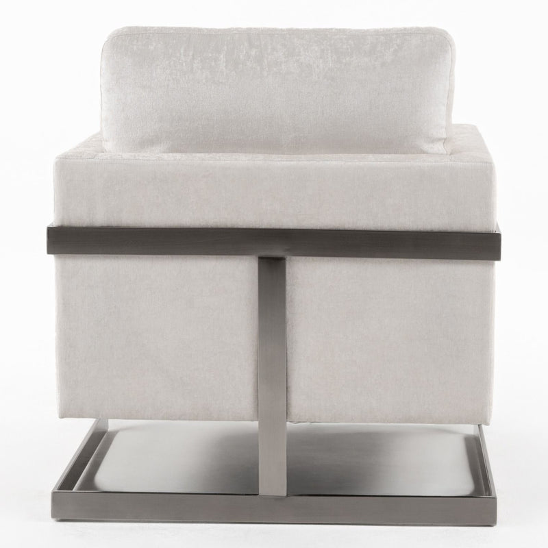 Prince - Contemporary Off White Fabric + Silver Accent Chair — view 5