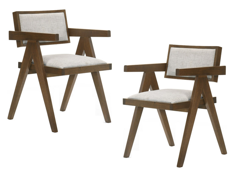 Fern - Modern Walnut and Beige Dining Chair Set of 2 — view 3