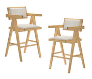 Fern - Modern Natural and Beige Counter Stool Set of 2 — view 3