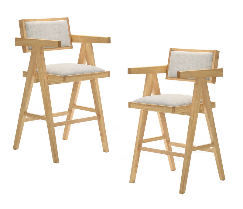 Fern - Modern Natural and Beige Counter Stool Set of 2 — view 3