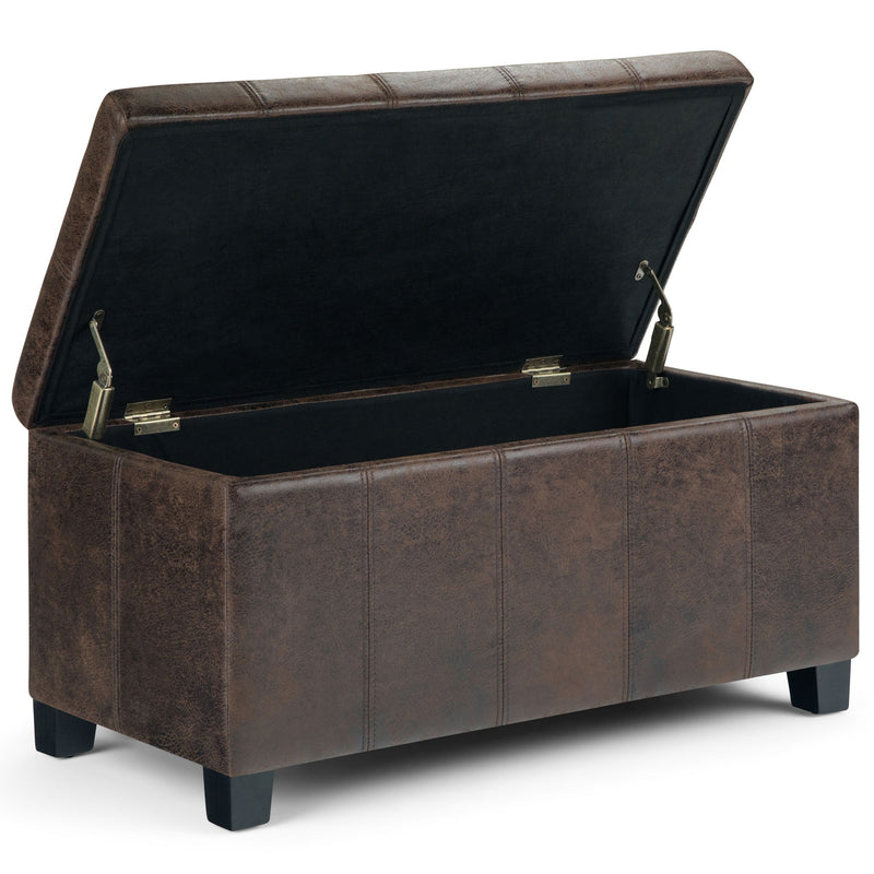 Dover - Storage Ottoman Bench - Distressed Brown - R&R Furniture Gallery (Fountain Valley, CA)