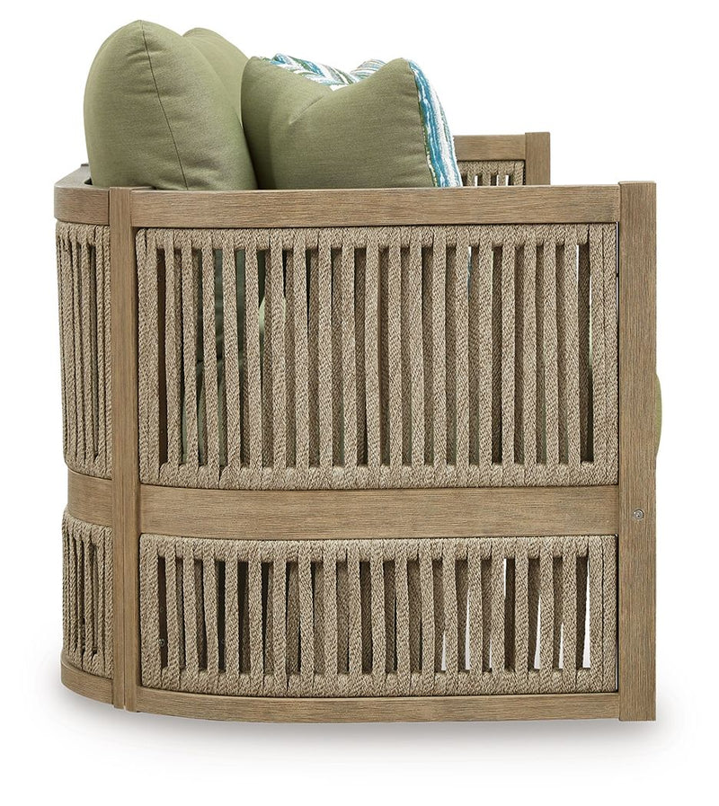 Serena Shores - Sofa With Cushion - Beige / Green - R&R Furniture Gallery (Fountain Valley, CA)