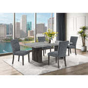 Set of two gray Sharon dining chairs with extended backs by Global Furniture USA, showcasing modern design and comfortable seating.