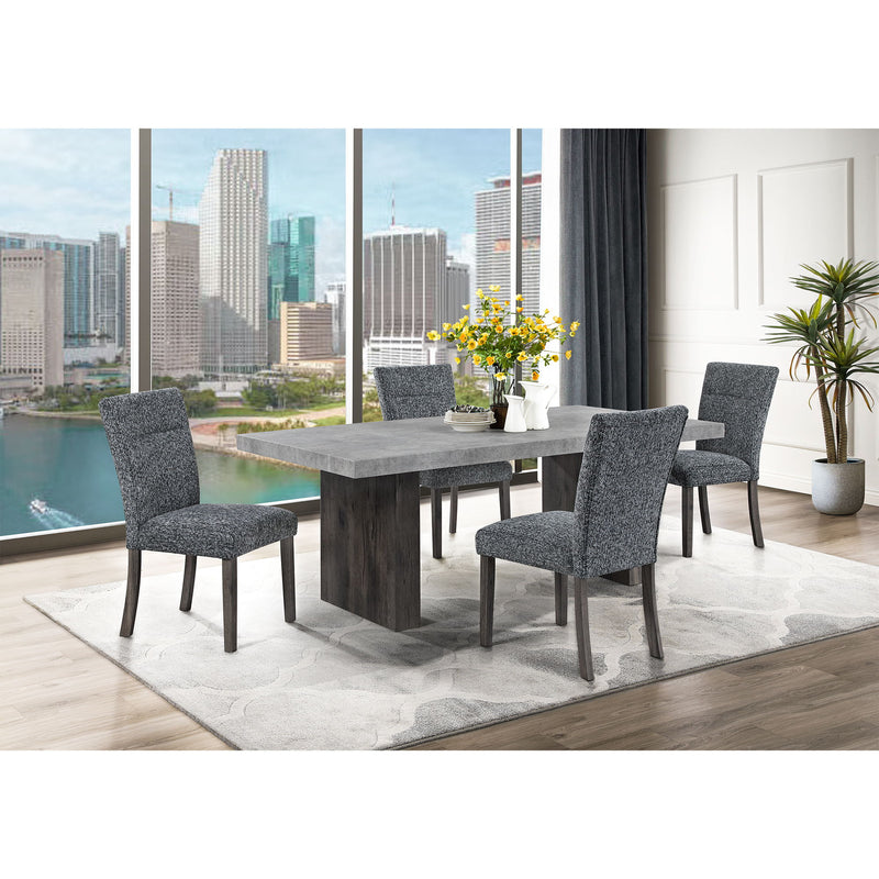Set of two gray Sharon dining chairs with extended backs by Global Furniture USA, showcasing modern design and comfortable seating.