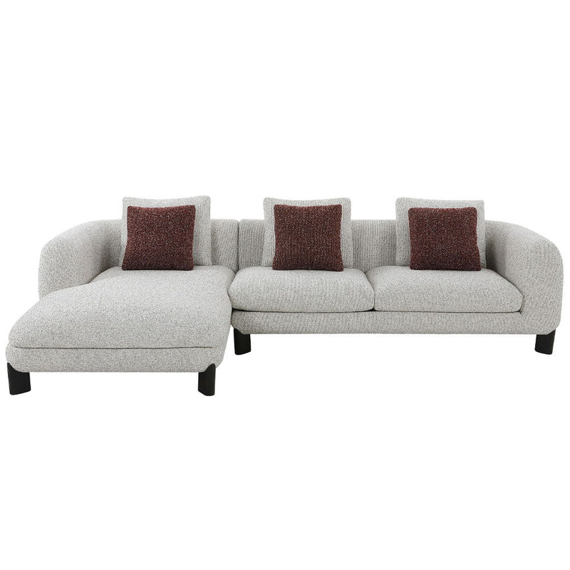 Mardi - Sectional Sofa With 6 Pillows - Maroon & Beige Tweed - R&R Furniture Gallery (Fountain Valley, CA)