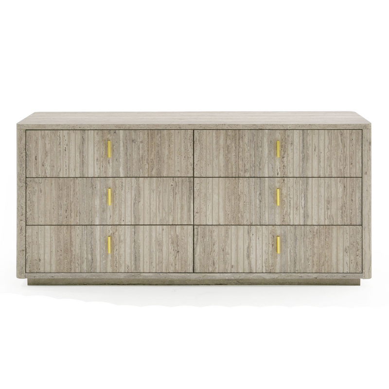 Roma - Modern Faux Travertine + Gold Dresser — view 5
