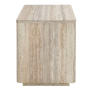 Roma - Modern Faux Travertine + Gold Nightstand — view 5