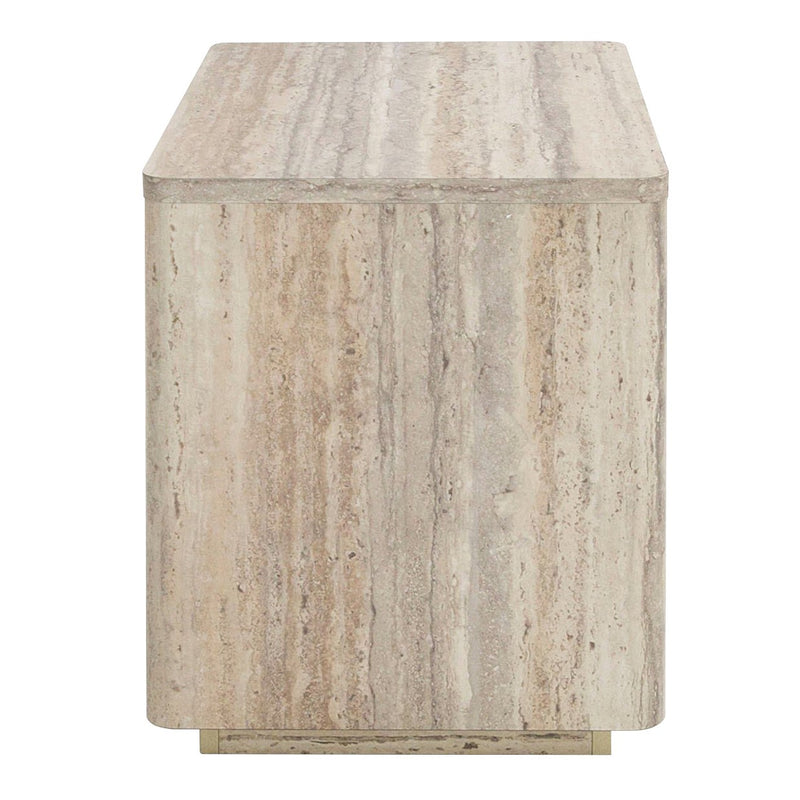 Roma - Modern Faux Travertine + Gold Nightstand — view 5