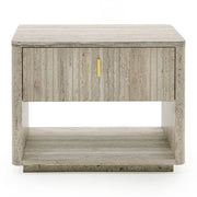 Roma - Modern Faux Travertine + Gold Nightstand — view 3