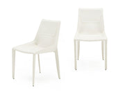 Halo - Modern Ivory Saddle Leather Dining Chair (Set of 2) — view 4