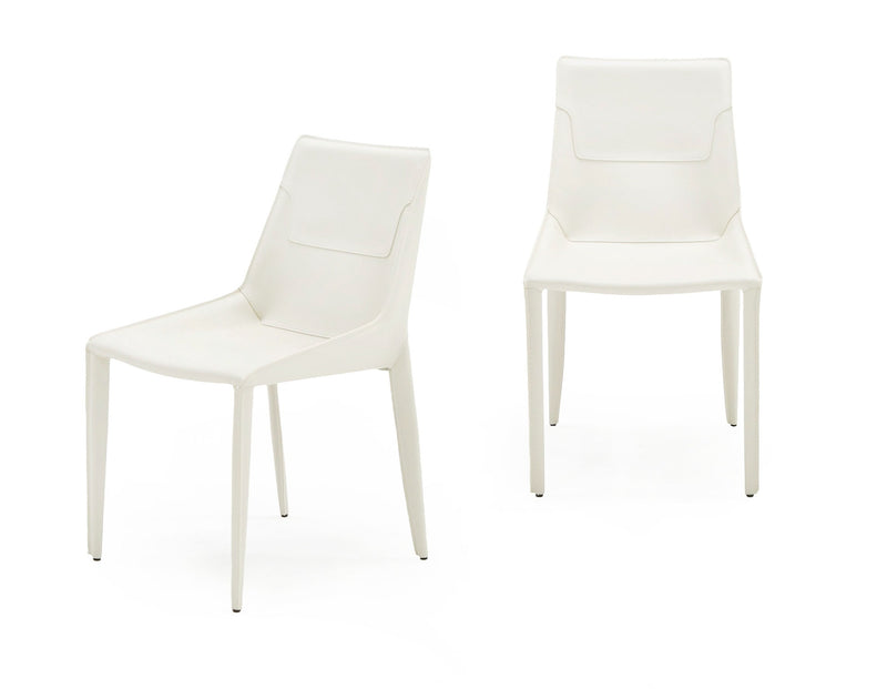 Halo - Modern Ivory Saddle Leather Dining Chair (Set of 2) — view 4