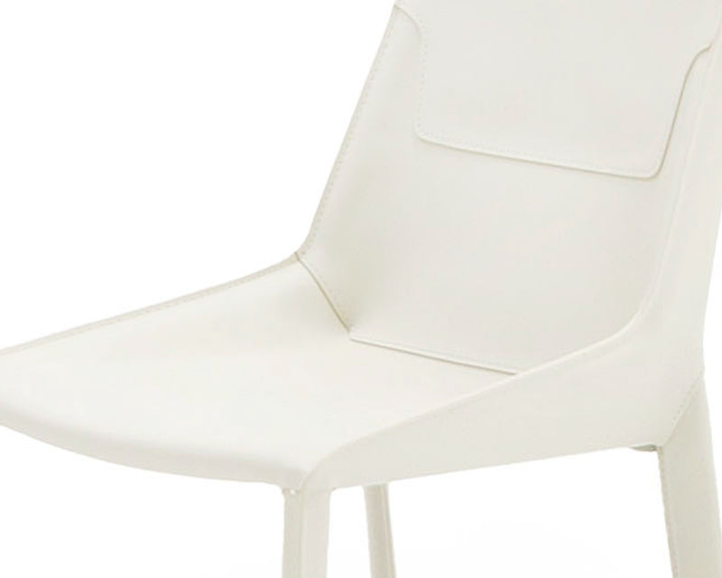 Halo - Modern Ivory Saddle Leather Dining Chair (Set of 2) — view 3