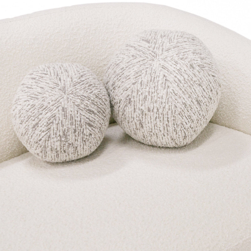Joshua Modern 4-Seater Curved White and Taupe Fabric Sofa — view 4