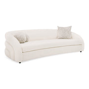 Joshua Modern 4-Seater Curved White and Taupe Fabric Sofa