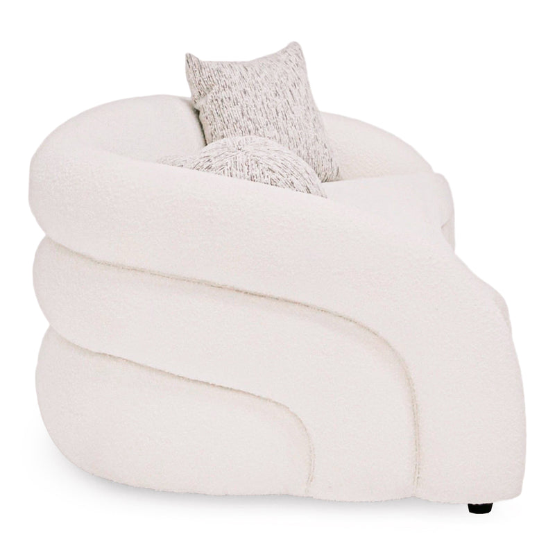 Joshua Modern 4-Seater Curved White and Taupe Fabric Sofa — view 2