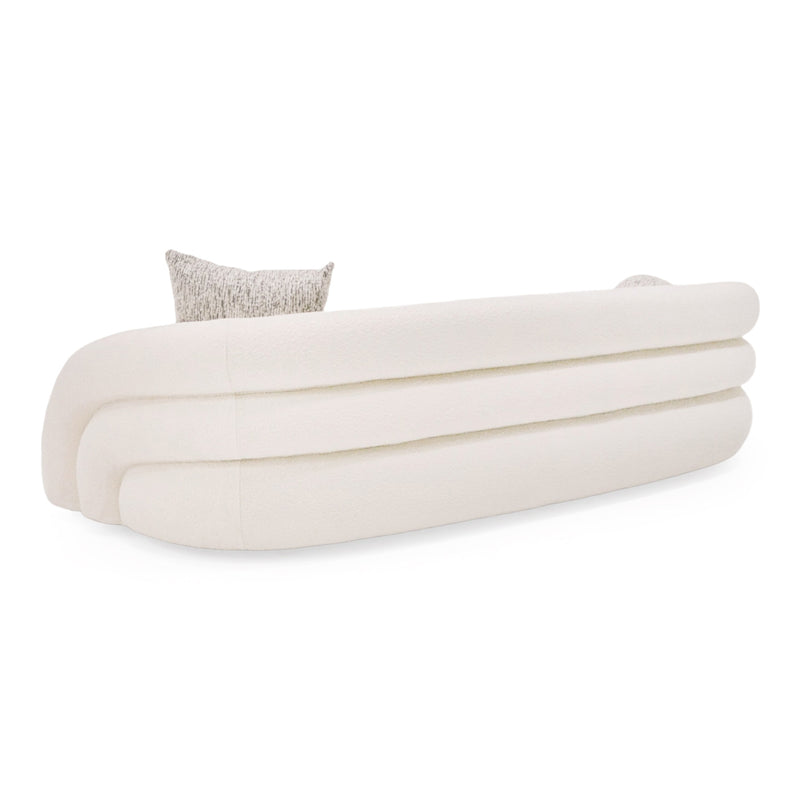 Joshua Modern 4-Seater Curved White and Taupe Fabric Sofa — view 3