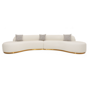 Frontier - Glam White Fabric Curved Sectional Sofa with Beige Pillows — view 2