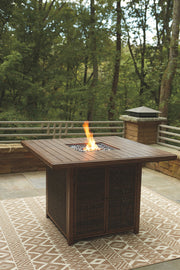 Paradise Trail - Square Bar Table w/Fire Pit - Medium Brown - R&R Furniture Gallery (Fountain Valley, CA)