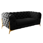 Quincey - Transitional Black Velvet Loveseat — view 2