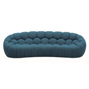 Yolonda - Modern Curved Dark Teal Fabric Sofa — view 5