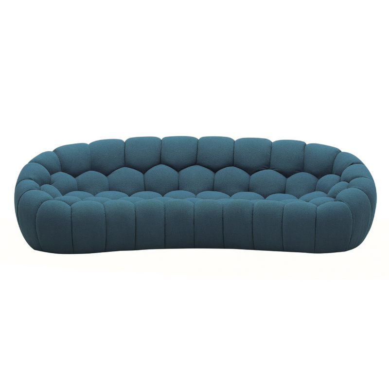 Yolonda - Modern Curved Dark Teal Fabric Sofa — view 5