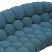 Yolonda - Modern Curved Dark Teal Fabric Sofa — view 3