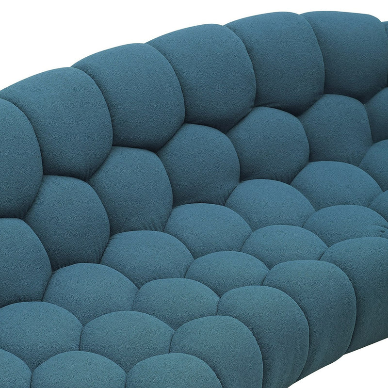 Yolonda - Modern Curved Dark Teal Fabric Sofa — view 3