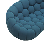 Yolonda - Modern Curved Dark Teal Fabric Sofa — view 2