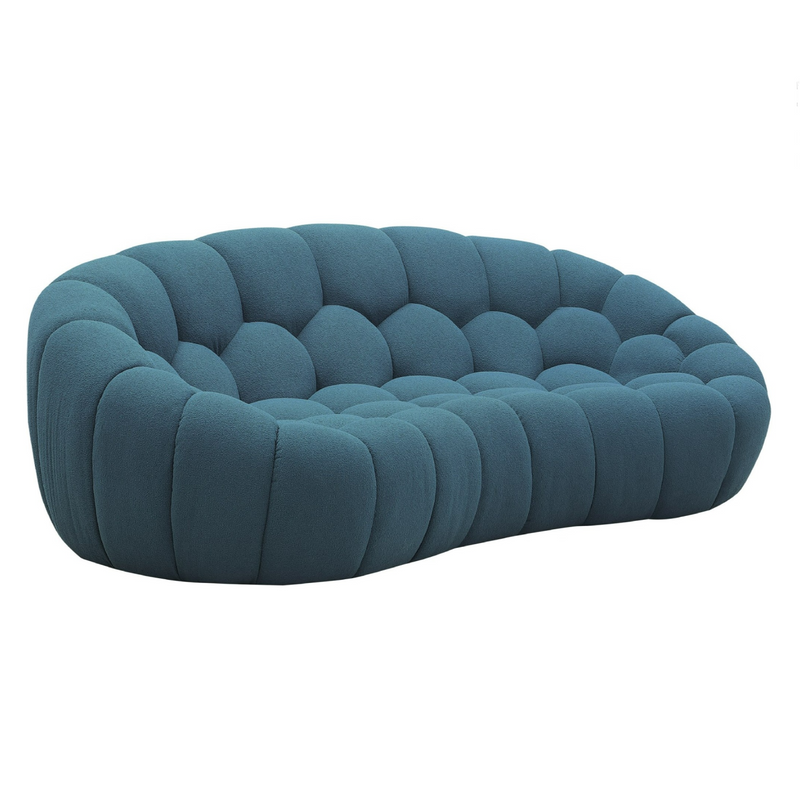 Yolonda - Modern Curved Dark Teal Fabric Loveseat — view 5