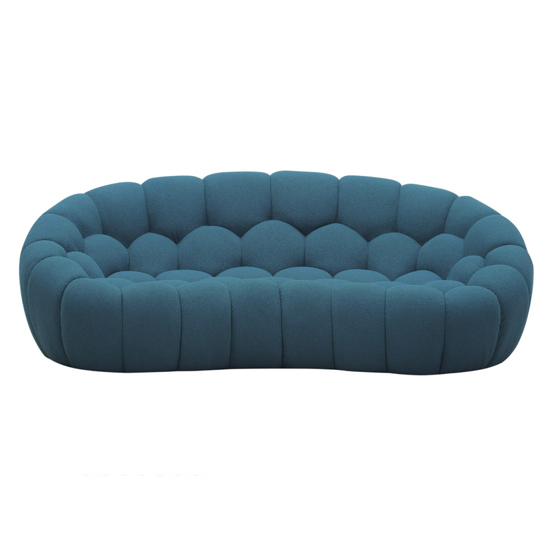 Yolonda - Modern Curved Dark Teal Fabric Loveseat — view 4