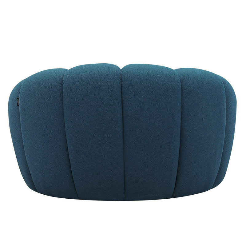 Yolonda - Modern Curved Dark Teal Fabric Chair — view 4
