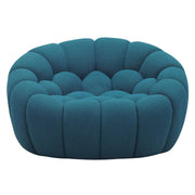 Yolonda - Modern Curved Dark Teal Fabric Chair — view 3
