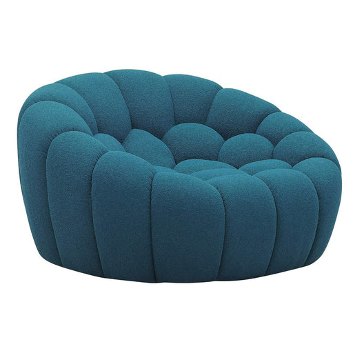 Yolonda - Modern Curved Dark Teal Fabric Chair — view 2
