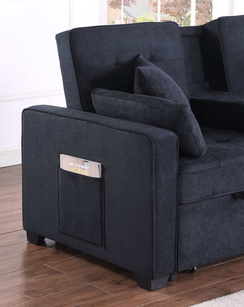 Cody II - 69.5"W Woven Fabric Convertible Sleeper Loveseat with Cup Holder - R&R Furniture Gallery (Fountain Valley, CA)