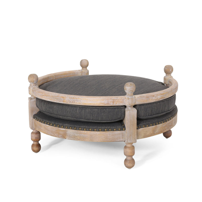 Round Pet Sofa, Wide Upholstered Pet Bed - Charcoal - R&R Furniture Gallery (Fountain Valley, CA)