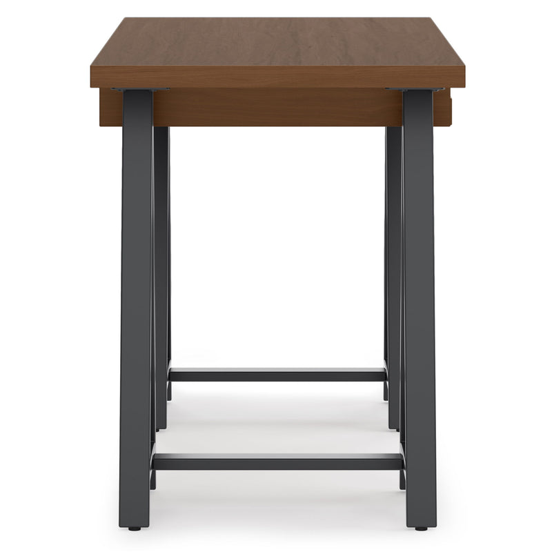 Handcrafted solid wood sawhorse desk by Simpli-Home, sturdy writing desk with natural wood finish and rustic design.