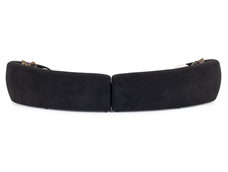 Kilmer Modern Black Curved Fabric Sectional Sofa — view 4