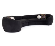 Kilmer Modern Black Curved Fabric Sectional Sofa — view 3