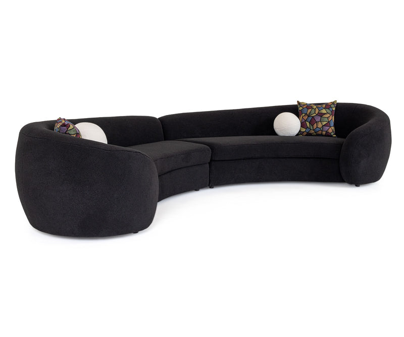 Kilmer Modern Black Curved Fabric Sectional Sofa — view 3