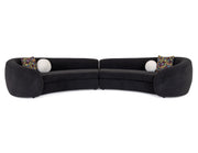 Kilmer Modern Black Curved Fabric Sectional Sofa — view 2