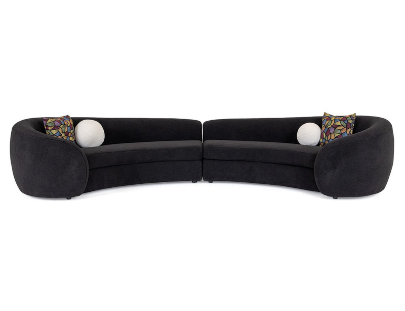 Kilmer Modern Black Curved Fabric Sectional Sofa — view 2