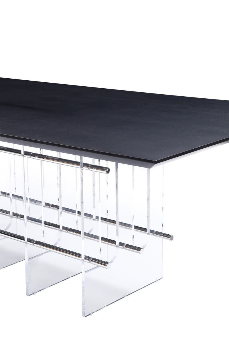 Inverness - Contemporary Black Oak + Acrylic Dining Table — view 3