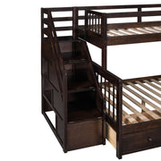 Solid L Shaped Bunk Bed With 3 Drawers, Ladder And Staircase - R&R Furniture Gallery (Fountain Valley, CA)
