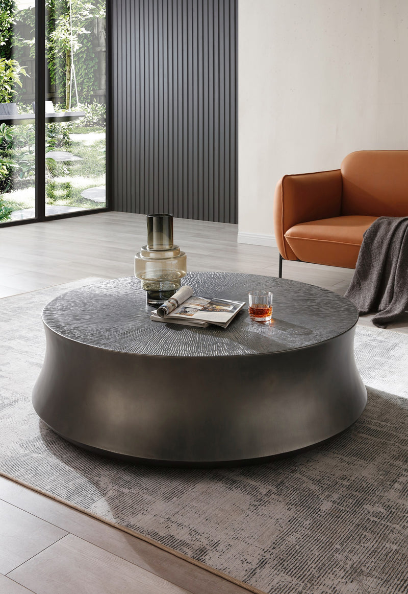 Airdrie - Modern Antique Grey Round Coffee Table Set — view 2