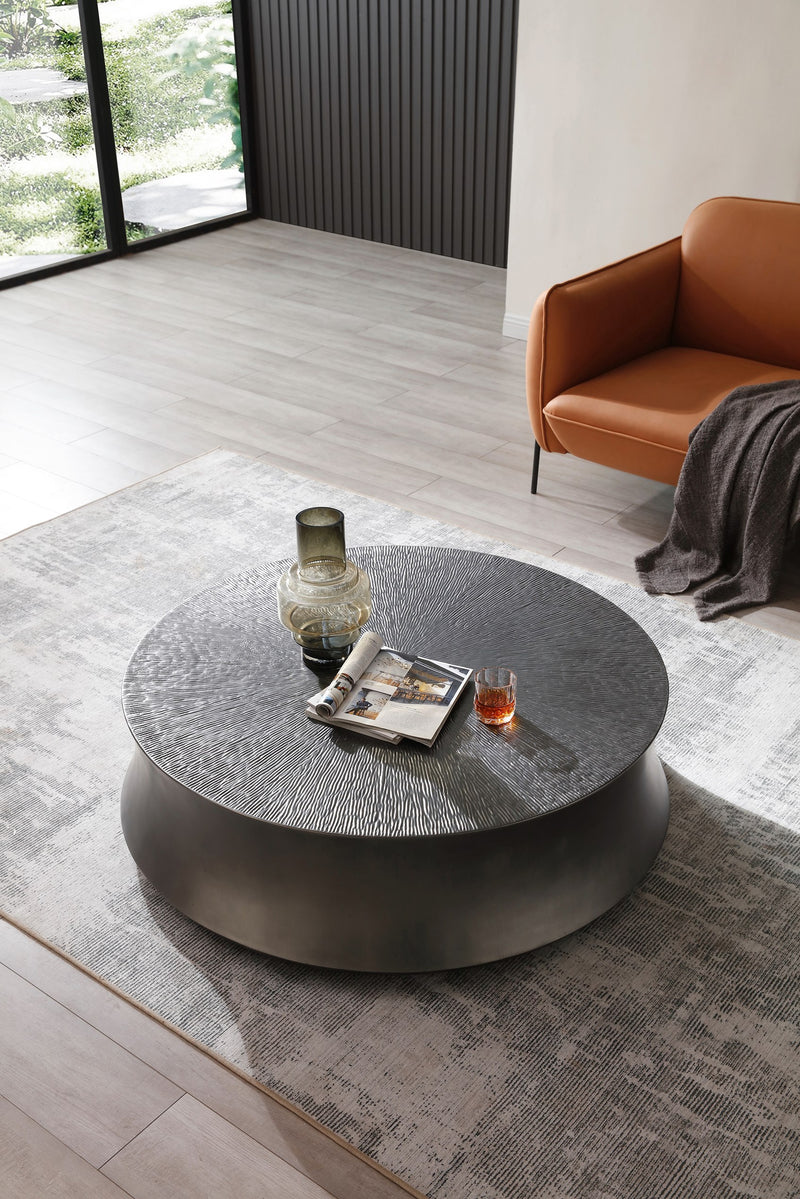 Airdrie - Modern Antique Grey Round Coffee Table Set — view 3