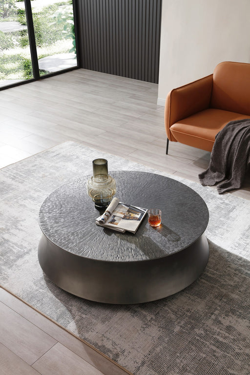 Airdrie - Modern Antique Grey Large Round Coffee Table